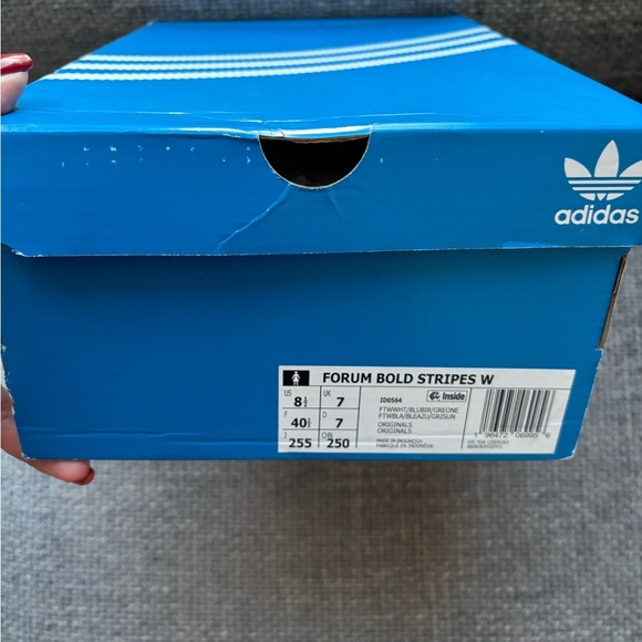 BNWT Adidas Forum Bold Stripes Sneakers - Women’s Size 8.5 - White/Blue - Picture 11 of 15